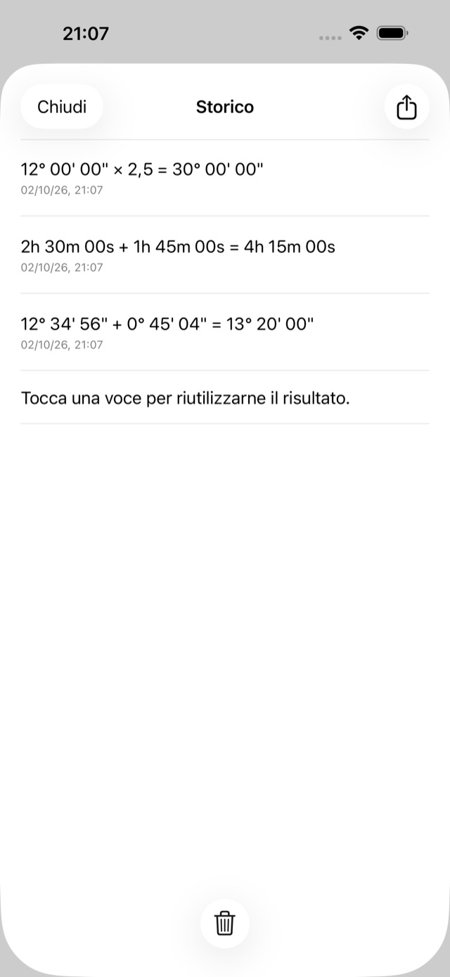 Storico dei calcoli con riuso del risultato